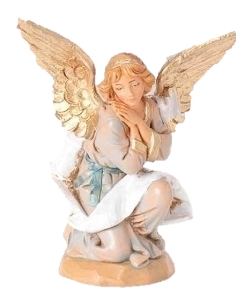 Fontanini by Roman Inc., Kneeling Angel, 5" Holy Family Collection, Nativity Figure and Accessories, Hand Sculpted and Painted